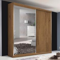 Guarda-Roupa Solteiro 2 Portas de Correr 2 Gavetas e 3 Espelhos Salvador Plus Espresso Móveis Freijó