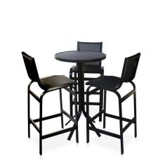Conjunto Mesa Bistrô Com 3 Banquetas Para área Externa - Preto