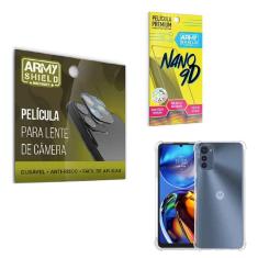 Kit Película De Câmera E Tela Moto E32 + E Capinha Antishock