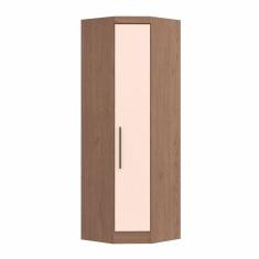 Armário Guarda Roupa de Canto Oblíquo 1 Porta Infinity Móveis Castro Macadâmia/Blush Line