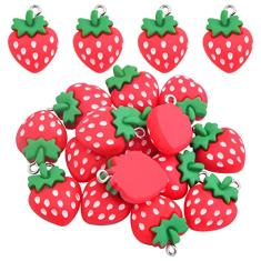 JMKTOOL Pingentes de morango e morango, pingentes grandes de imitação de comida, enfeites pendurados para mochila, colar, brincos, joias, decoração de Natal, Resina, Sem Pedra Preciosa