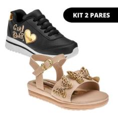Kit 2 Sapatilha e Tênis Infantil Sapato Feminino Menina Escolar-Feminino
