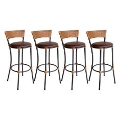 Conjunto de 4 Banquetas Alta Forts em Aço Carbono e Fibra Sintética - 
