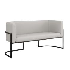 Sofá Namoradeira Corino 2 Lugares Moderna Base Metal Preta Bege