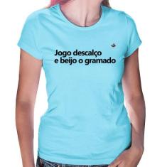 Baby Look Jogo descalço e beijo o gramado - Foca na Moda, Azul bebê, G