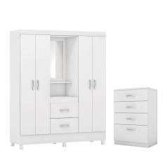 Conjunto Quarto Guarda Roupa E Comoda Ravenna Branco