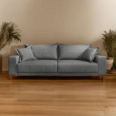 Sofá Fixo 3 Lugares Luxo 180 Cm Argos Cinza