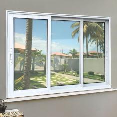 Janela Elite 3 Folhas Moveis Sequenciais 100 X 240 Vidro Liso Branco