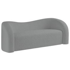 Sofá Curvo 3 Lugares Orgânico Sala Recepção Escritório Coréia 180cm Bouclé Cor Cinza