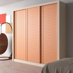 Guarda-roupa Casal Bartira Village Com 3 Portas Ripadas, 4 G Areia