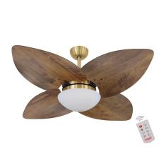 Ventilador De Teto Dormamu Dourado 4 Pás Rádica Imbuia 127v Com Controle