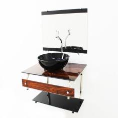 Gabinete de Vidro Banheiro 60cm It Inox com Cuba Redonda