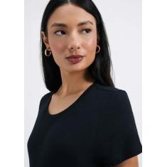 Blusa Básica Feminina Manga Curta Slim World, XP, Preto