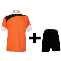 Uniforme Esportivo com 14 camisas modelo Sporting Laranja/Preto/Branco + 14 calções modelo Madrid + 1 Goleiro +