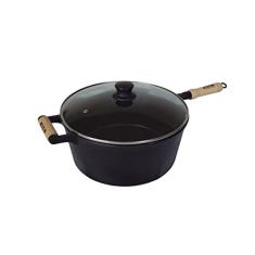 Caçarola de Ferro Com Cabo e Tampa de Vidro 6 Lts