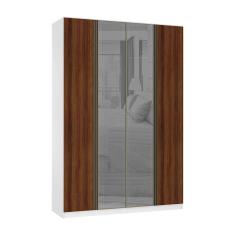Guarda Roupa 4 Portas 3 Gavetas 159,2 cm com Vidro Reflecta Prata Prime Luciane Móveis