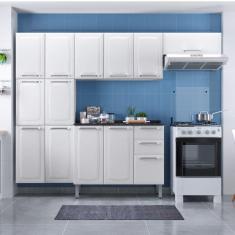 Cozinha 4 Peças 13 Portas 2 Gavetas Paneleiro Duplo em Aço Luce Branco