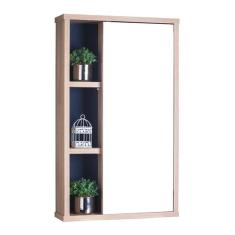 Armário com Espelho para Banheiro Milano Carvalho e Azul Marinho