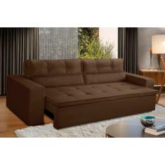 Sofá Retrátil e Reclinável 3 lugares com Molas 1,80m Vegas Suede Marrom Adonai Estofados