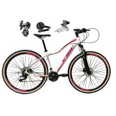 Bicicleta Aro 29 Feminina Ksw Mwza Shimano Altus 24v K7 Freios Hidráulicos Trava Pneus Faixa Bege-Feminino