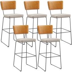 Kit 05 Banqueta Alta Cozinha Allana L02 Whisky Cru