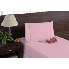 Jogo Lençol Macio Solteiro 100% Algodão Com Elástico Rosa - Beatriz En