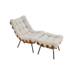 Poltrona com Puff Costela Bege Vallisa Decor - Vallisa Decor 