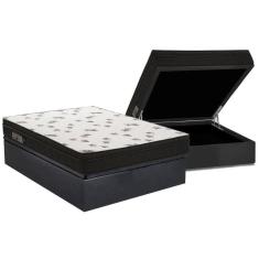 Cama Box Baú Casal: Colchão Espuma D45 Ortobom Light Saúde Ortopillow + Base Crc Suede Gray(138X188)