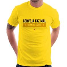 Camiseta Cerveja faz mal, quando acaba - Foca na Moda, Amarelo, GGG