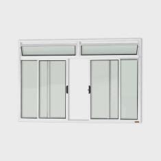 Janela Plus 4 Folhas com Bandeira Vidro Liso 100cm x 150cm Brimak