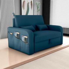 Sofá-Cama Casal 2 Lugares Lady Dai com Baú Suede Petróleo - Modern
