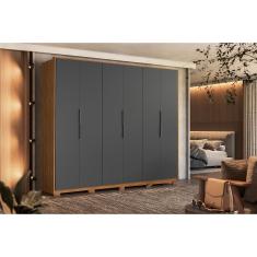 Guarda Roupa 6 Portas e 6 Gavetas c/ Pés Atrice Amendola/Grafito - Demóbile