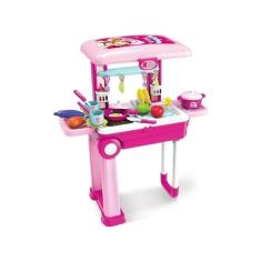 Brinquedo Infantil Chef Cozinha Fogão Maleta Rodinha 2 Em 1