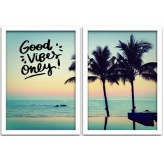 Conjunto Quadros Decorativos 2 peças 40x60 Praia Good Vibes - Arte na 