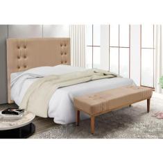 Cabeceira Cama Box Queen 160cm e Recamier Gênova Suede S04 - D'Rossi, 