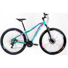 Bicicleta Aro 29 Rino Feminino 21v Monalisa Freio A Disco Câmbios Shimano - Verde Turquesa 17