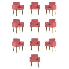 Kit 10 Cadeiras Poltronas Decorativa - Escritório - Recepção Cor:rosa