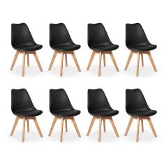 Conjunto 08 Cadeiras Eames Wood Leda Design Preta