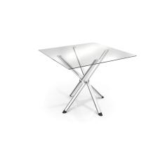 Mesa com Tampo de Vidro Quadrado Volga Crome Kappesberg Cromado