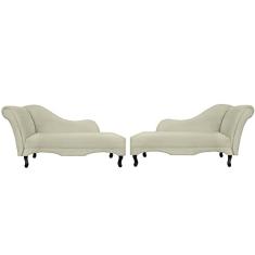 Kit 02 Recamier Namoradeira Divã Lado Direito e Esquerdo Olivia Suede Bege - DS Estofados