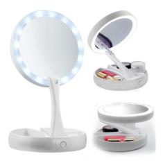 Espelho De Luz Led Dobravel Aumenta 10X Maquiagem Portátil