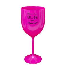 Taça Vinho Rosa Acrílico Personalizada Enfermagem