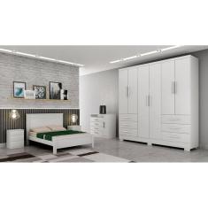 Guarda Roupa Solteiro com Pés 6 Portas 6 Gavetas - Encant-Branco - Móveis Novo Horizonte