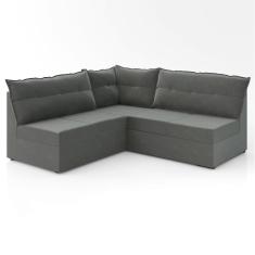 Sofá de Canto 5 Lugares Renaut Suede Cinza Mamflex