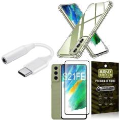 Capinha Samsung S21 Fe + Adapt Tipo C Para P2 + Película 3D