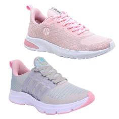 Tênis Feminino Running Esportivo Caminhada Academia Kit 2