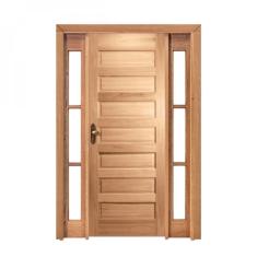 Kit Porta de Madeira 2 Vitrôs Direita 213cmx136cmx12cm PE28 Esel Marroml