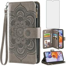 Asuwish Capa de telefone para LG Stylo 6/Stylo6 Plus/K71 Stylus capa carteira com protetor de tela de vidro temperado e flor flip porta-cartão de crédito suporte celular LGStylo6 6+ 6plus estilo 06