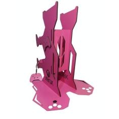 Base 2 Controles Headset Headphone One X + Chaveiro mdf - LUALKI, ROSA