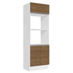 Torre Quente Armário de Cozinha Para 2 Fornos 100% MDF Branco/Rustic A